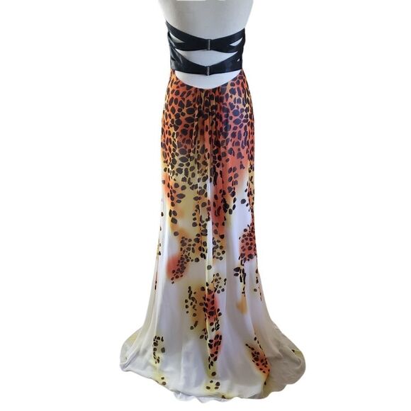 Caché Black Bandage & Animal Print Long Gown Size 8 - Picture 3 of 16